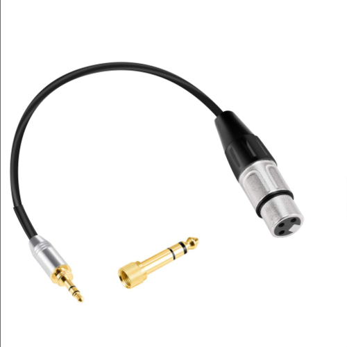 Devinal 3.5mm to Mini XLR calbe, Balanced 1/8 inch Stereo to 3 Pin Mini XLR  Male Cord Adapter Connector, for Pro Lapel Mic 12 inch(30 cm)