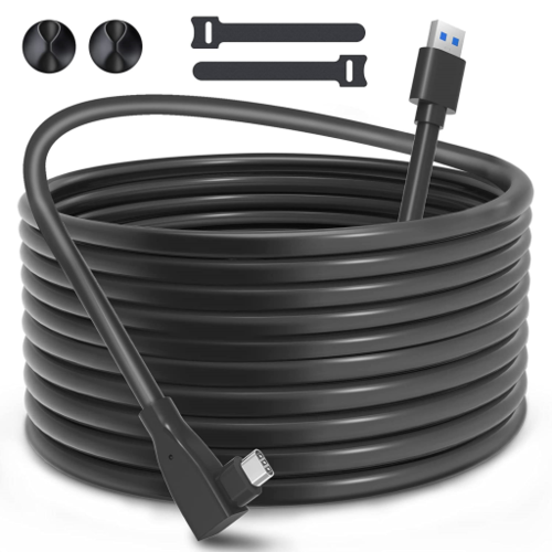 AIMENO 16ft Link Cable for Oculus Quest 2 90 Degree USB 3.0 Type A to C 고속  데이터 전송 및 충전 코드 VR 헤드셋 및 게임 PC에 적합한 어댑터